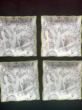 Cynthia Rowley New York Four (4) Decorative Luncheon Plates 8” x 8”